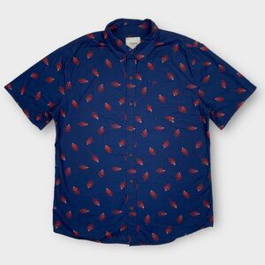 KATIN Shirt Mens Large Blue Southwest Floral Print Button Up Short Sleeve